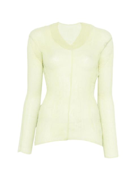 ISSEY MIYAKE V-neck ruffled T-shirt