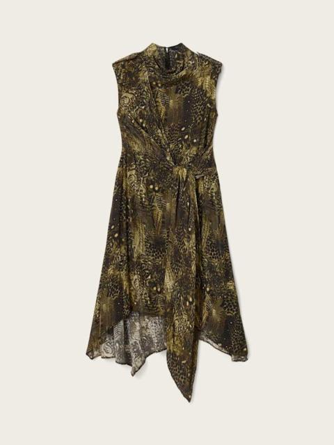 ALLSAINTS PERSIA ASYMMETRIC MIDI DRESS