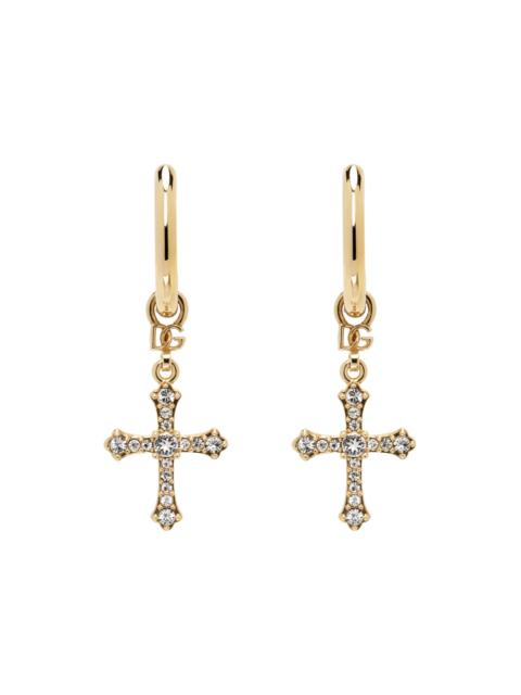 Dolce & Gabbana Gold Cross Hoop Earrings