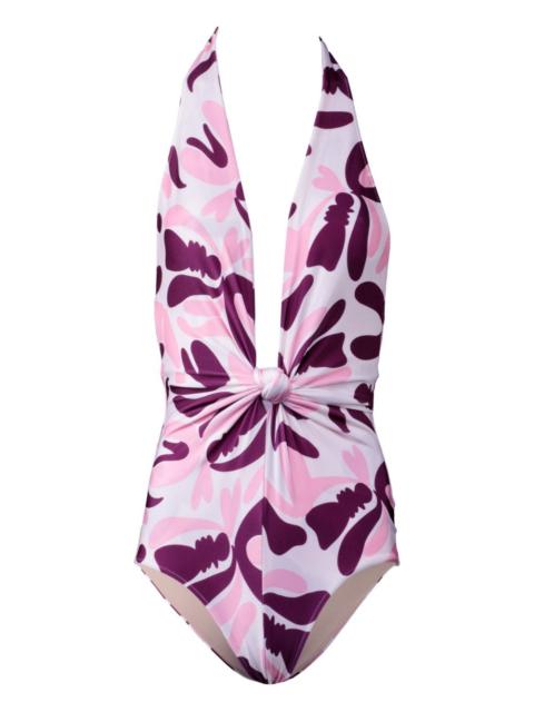 ADRIANA DEGREAS knot floral swimsuit