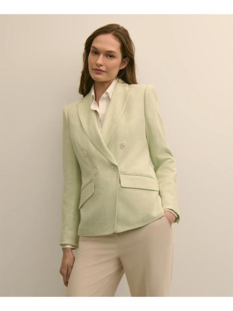 Brooks Brothers Viscose Melange Tweed Double-Breasted Jacket