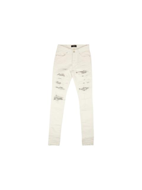 AMIRI AMIRI Bandana Thrasher Skinny Jeans White
