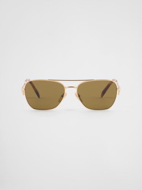 Prada Eyewear Gold Logo Sunglasses Prada