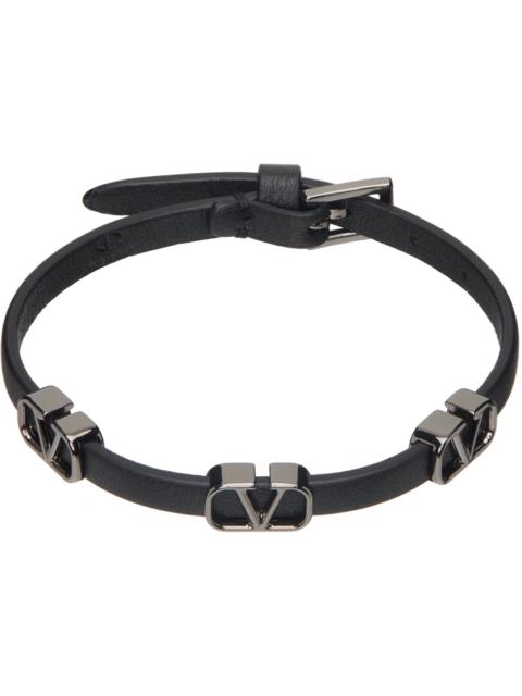 Valentino Black VLogo Signature Leather Bracelet