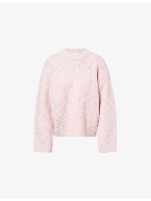 GANNI Relaxed-Fit Textured-Pattern Wool-And-Cotton Jumper