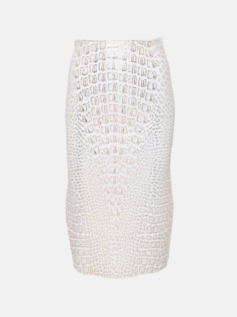 Alaïa High-rise snake-print pencil skirt
