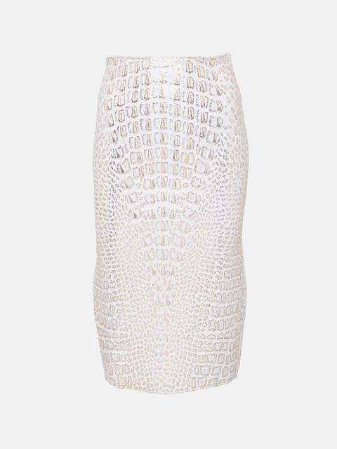 Alaïa High-rise snake-print pencil skirt