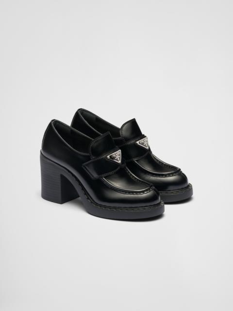 Prada Chocolate brushed leather loafers