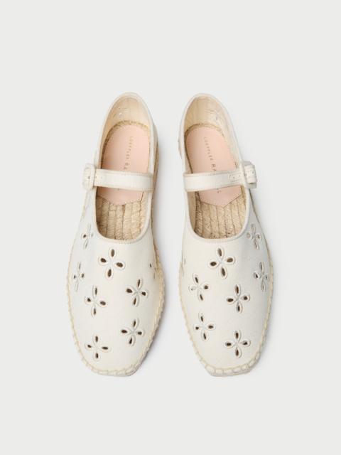 LOEFFLER RANDALL Clover Natural Embroidered Espadrille