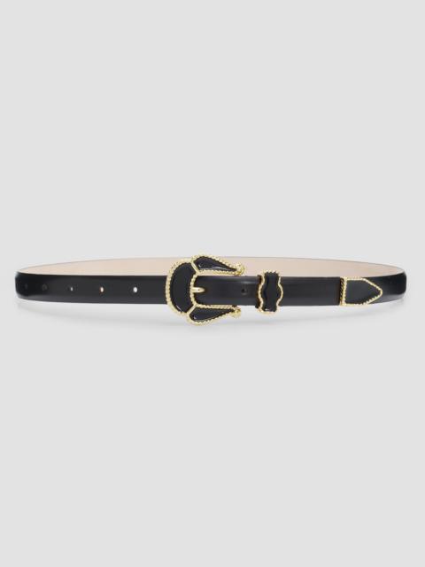 DÉHANCHE Women's Santo Leather Belt with Enamel Buckle - Black Gold
