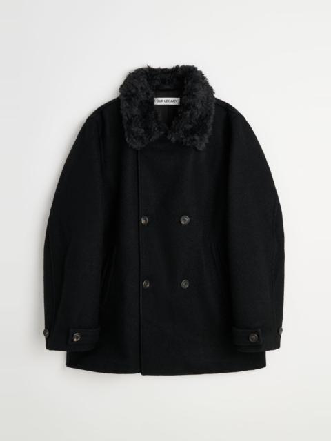 Our Legacy Wage Peacoat Black Stamped Wool