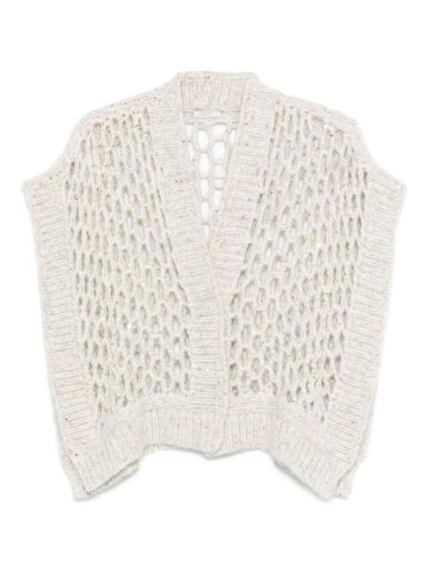 PESERICO sequin-embellished open-knit cardigan