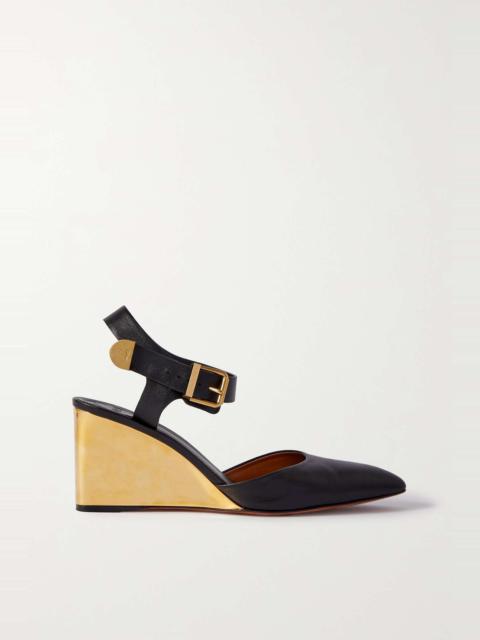 Chloé + NET SUSTAIN Rebecca leather wedge pumps