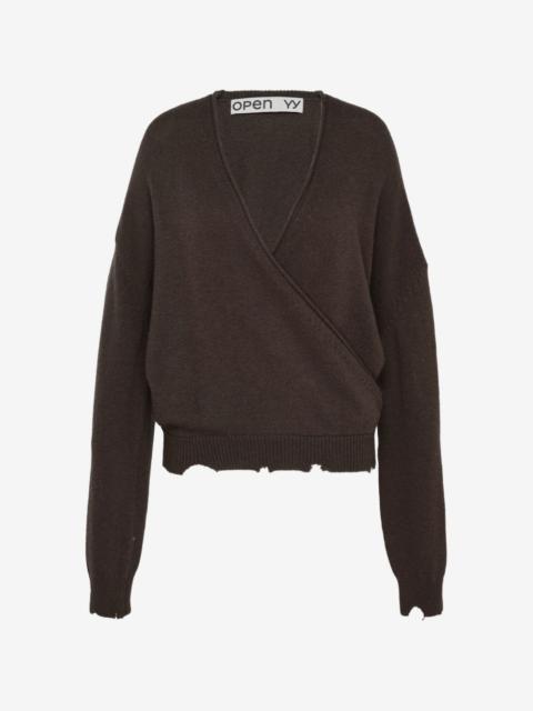 OPEN YY criss-cross distressed sweater