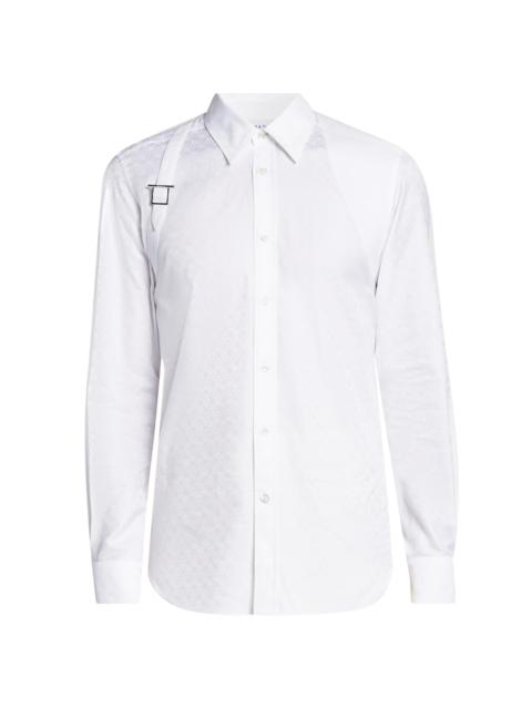 Alexander McQueen Men's Harness Skull Jacquard Cotton Shirt - Optical White