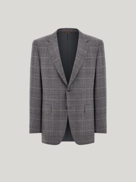 Canali GRAY WOOL OVERCHECK SINGLE-BREASTED REGULAR-FIT JACKET