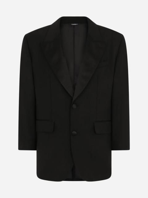 Oversize stretch wool tuxedo jacket