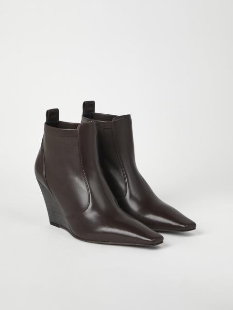 Soft nappa leather wedge boots with precious heel