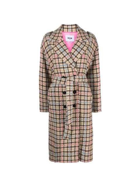 MSGM belted houndstooth double-breasted coat
