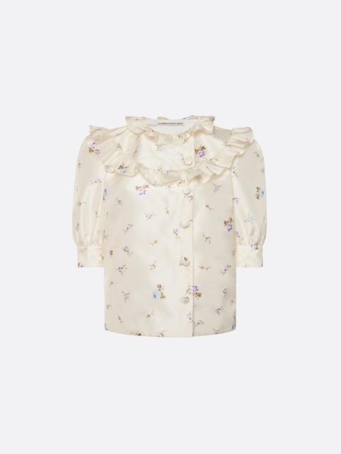 Alessandra Rich FLORAL-PRINT SILK TAFFETA BLOUSE