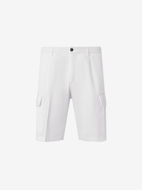 CORNELIANI White stretch cotton cargo Bermuda shorts