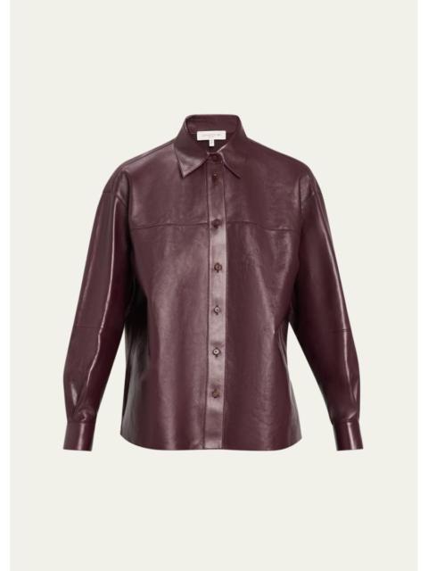 Lafayette 148 New York Oversized Cropped Nappa Leather Shirt