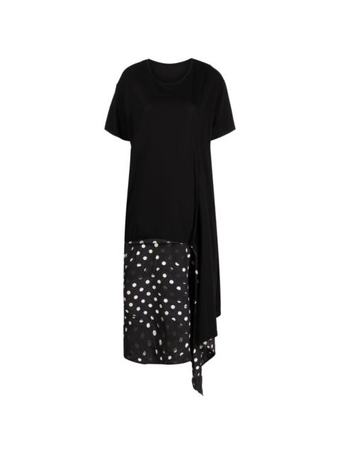 Y's asymmetric polka-dot detailed dress