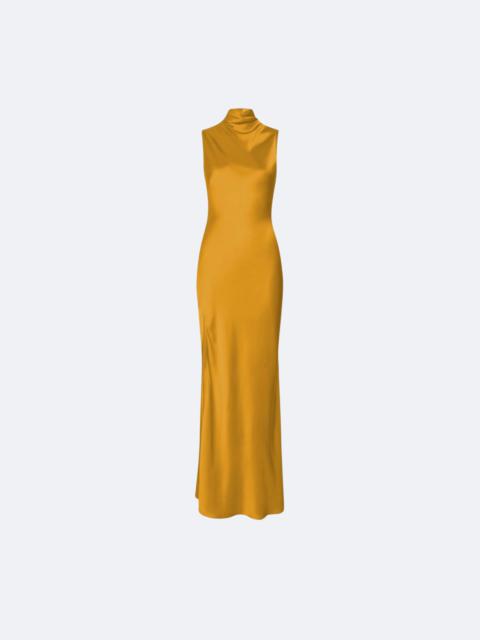LAPOINTE Satin Drape Neck Sleeveless Dress
