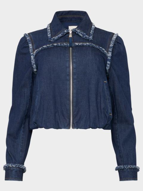 Cinq à Sept Denim Fringe-Trim Jacket
