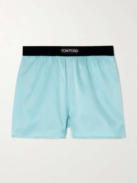 TOM FORD Velvet-trimmed silk-blend satin shorts