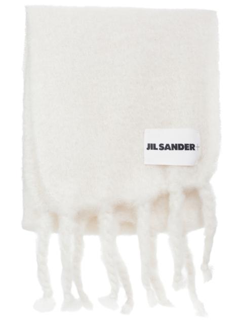WHITE KNIT MOHAIR SCARF