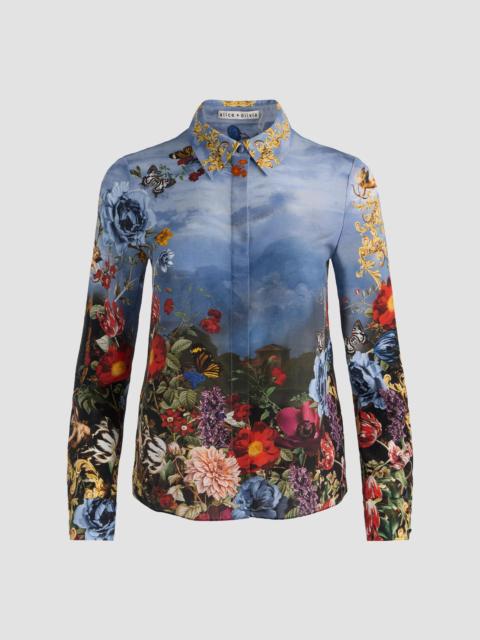 Alice + Olivia Women's Willa Floral Silk Button-Front Top - Alpine Dawn