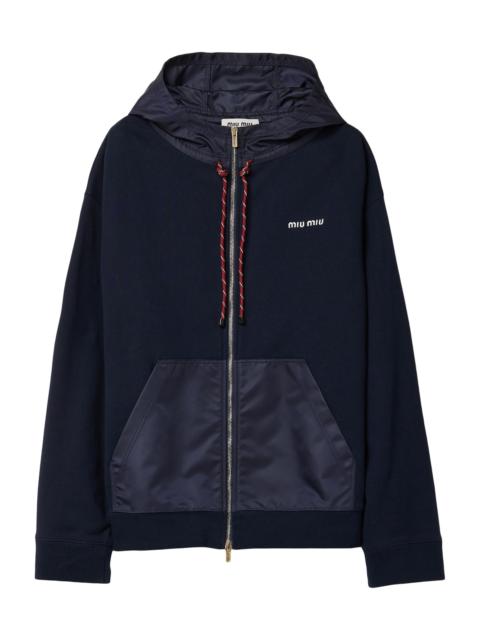 Miu Miu Women's Cotton Fleece Zipper Hoodie - Blue