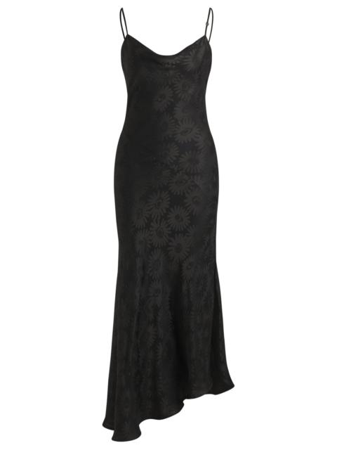 HUGO FLORAL-JACQUARD DRESS WITH ASYMMETRIC HEM