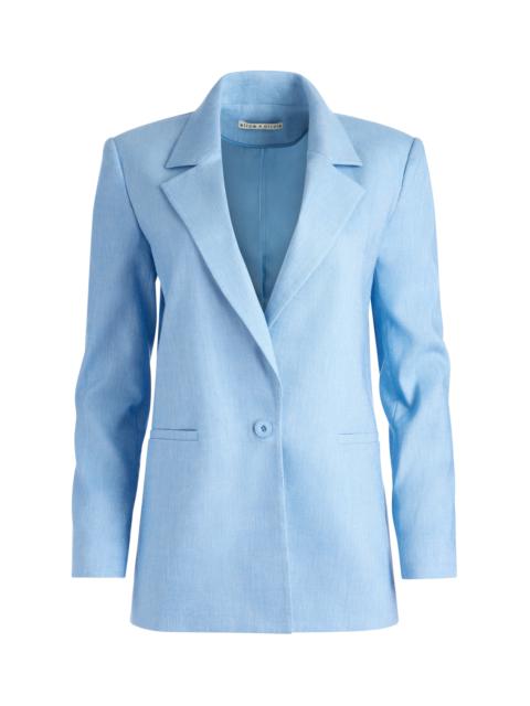 Alice + Olivia DENNY LINEN NOTCH COLLAR BOYFRIEND BLAZER