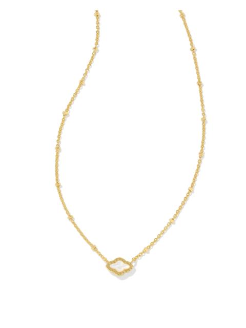 KENDRA SCOTT Mini Abbie Gold Satellite Short Pendant Necklace in Ivory Mother-of-Pearl