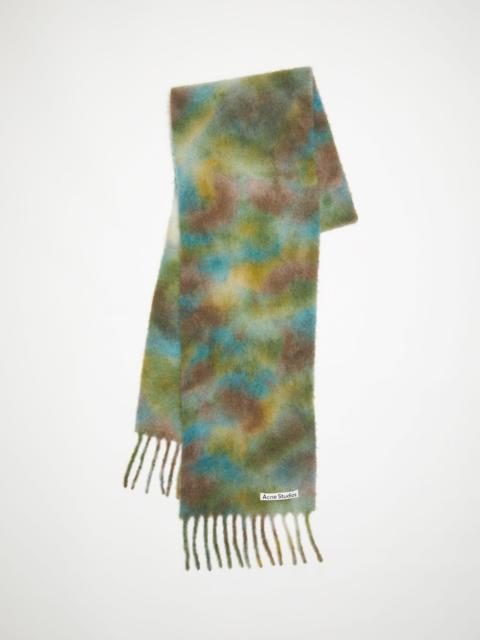 Acne Studios Wool mohair tie-dye scarf - Acid green/lavender blue