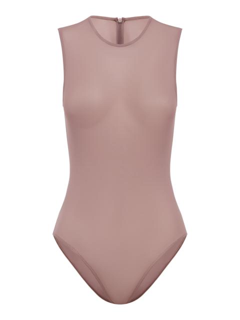 ALEX PERRY Sleeveless Mesh Bodysuit taupe