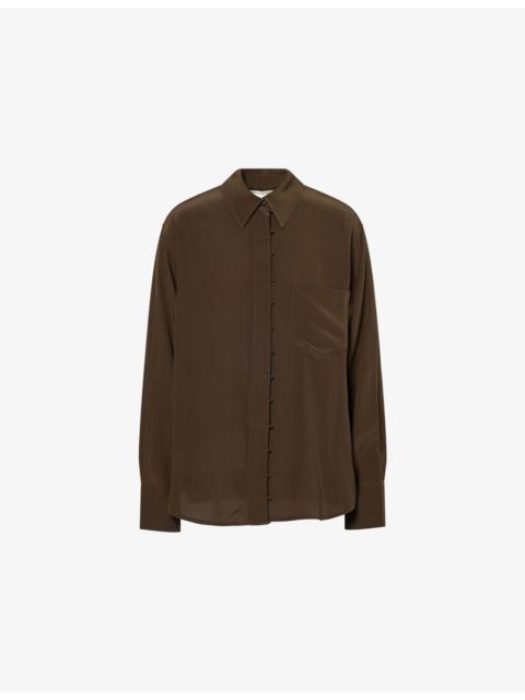 Victoria Beckham Rouleaux-Trim Silk Blouse
