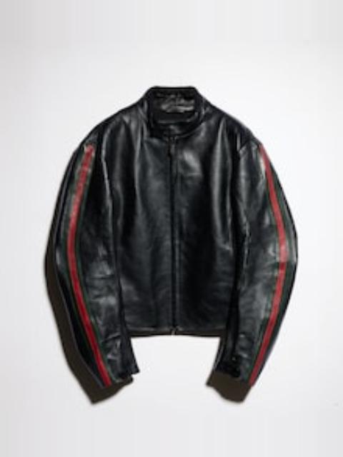 GUCCI Leather biker jacket with Web detail