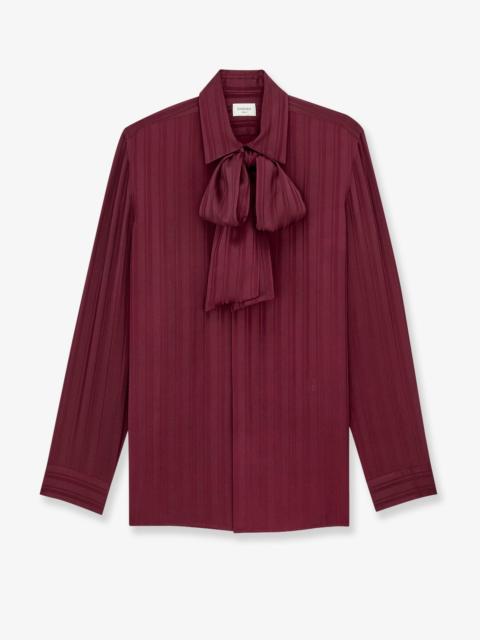 SAINT LAURENT Cassandre Lavallière Striped Silk Jacquard Shirt