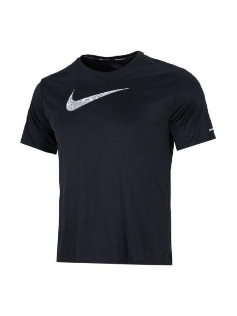 Nike Nike Dri-FIT Wild Run Miler Casual Breathable Running Solid Color Reflective Sports Short Sleeve Bla