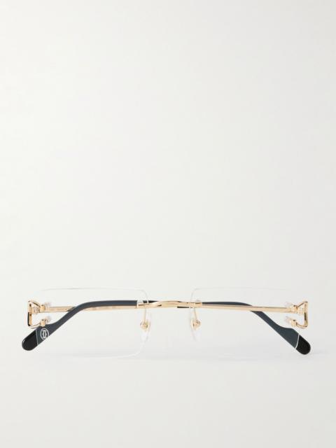 Cartier Rectangle-Frame Gold-Tone Optical Glasses Gold