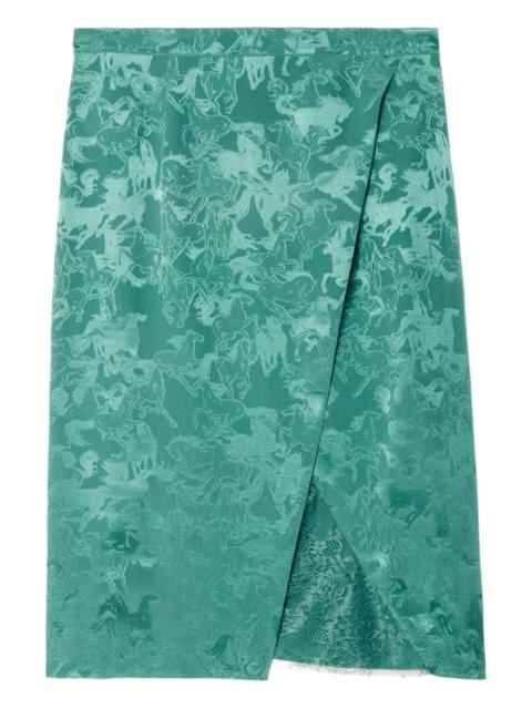 Zadig & Voltaire Julen horse-jacquard lace-insert midi skirt