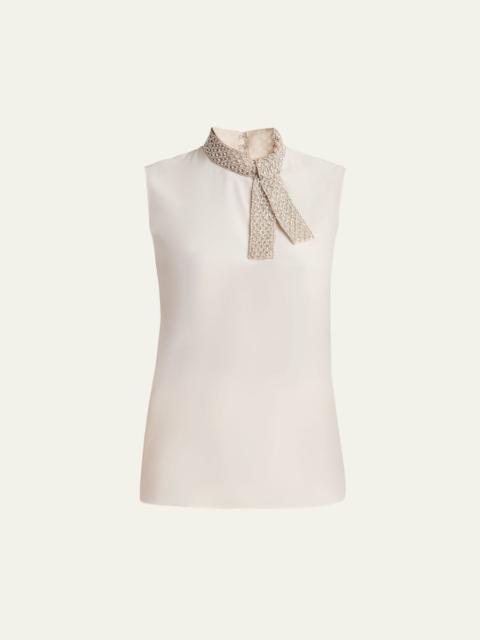 Valentino Silk Tie Neck Sleeveless Blouse