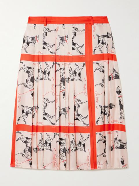 S.S.DALEY Pointer Pleated Printed Silk-twill Midi Skirt