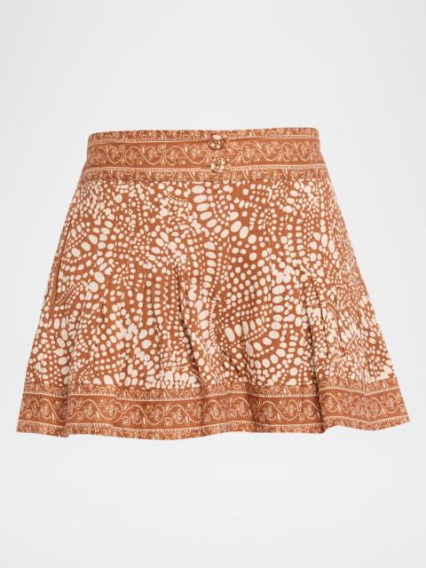 RAMY BROOK Quinn Printed Pleat Mini Shorts