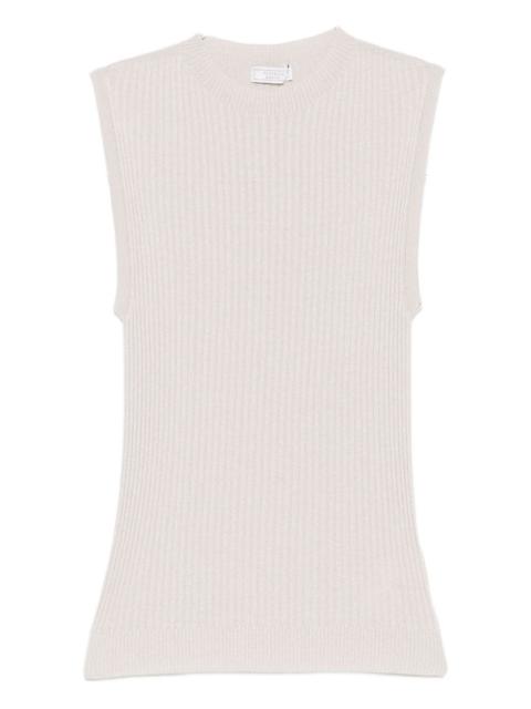 PESERICO crew-neck ribbed knitted top