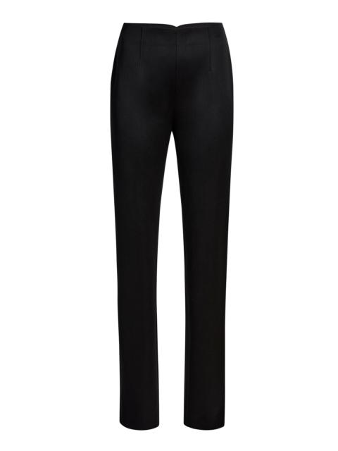 KHAITE Ryden Sateen-Wool Straight-Leg Pants black