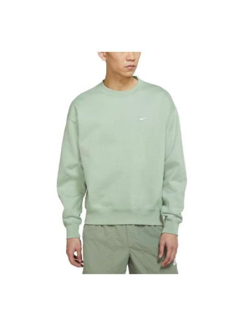 Nike Men's Nike Lab Fleece Crew Solid Color Plush Stay Warm Sports Round Neck Pullover Light Green DA0318